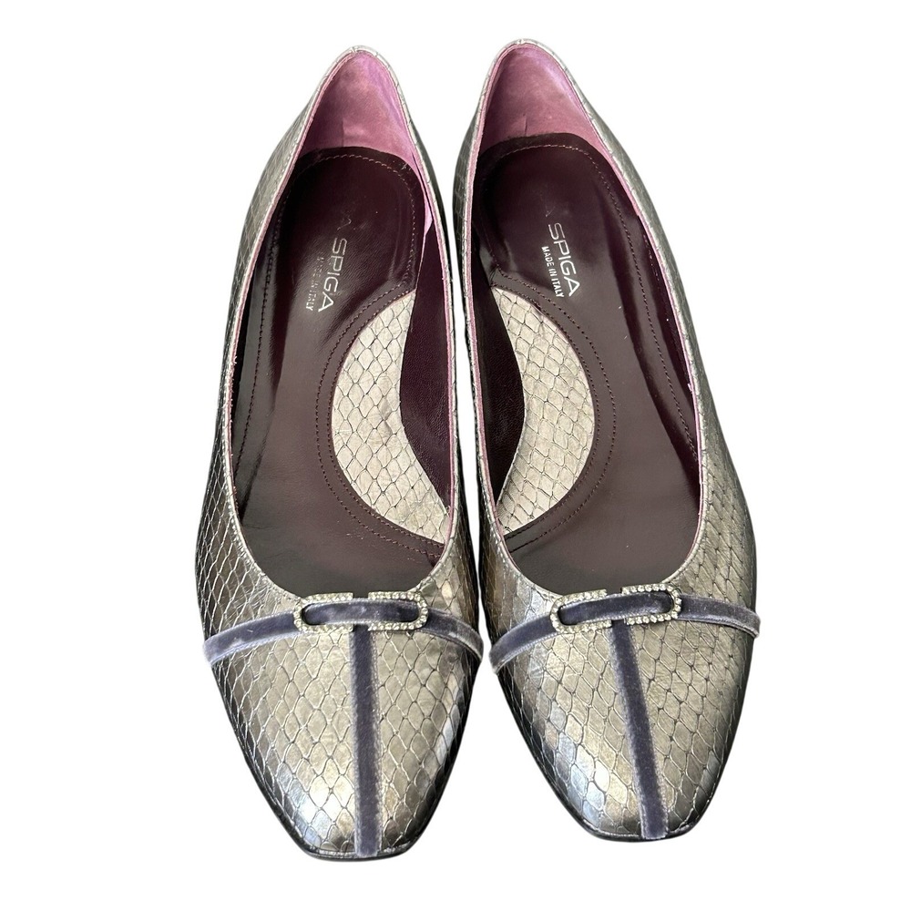 Via Spiga Metallic Snakeskin‎ Leather Flats – Made in Italy – Size 9M